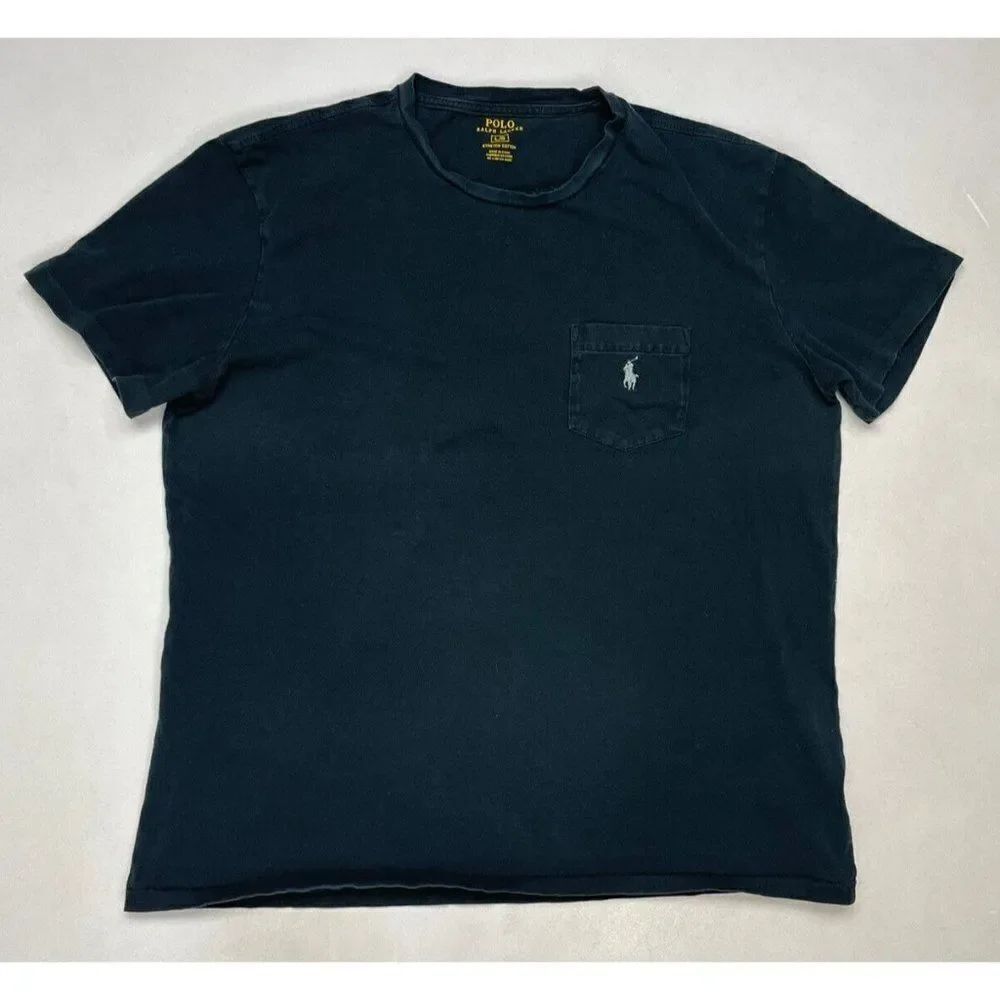 Polo Ralph Lauren Blank Pocket T-shirt Men Large Black Pony Gray Stretch Cotton